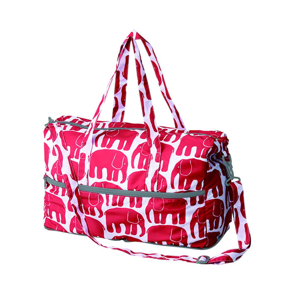 Marushin 6105019000 Folding Boston Bag, Eco Boston Bag, Finlayson/Finlayson, Red Elephant, Boston, Foldable, Compact, Storage, Travel, Outings