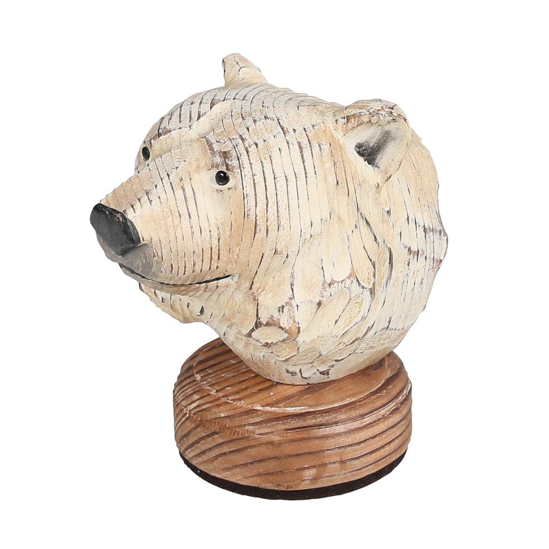 Dulton Y-0740PB Wooden Animal Head Polar Bear Wooden Object, Height 5.6 inches (143 mm) Width 3.5 inches (90 mm) Depth 5.7 inches (145 mm)