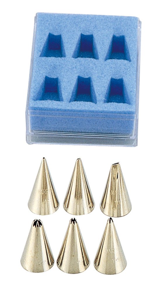 Tanaka Hokki WKT76 Sugar Icing Nozzle Set with Brass Plating, Japan (6 Pieces), Silver