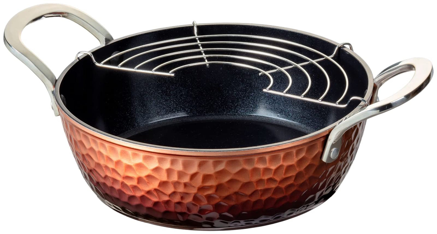 Taniguchi Metal Industry IH Compatible Hammered Tempura Pot 8.7 inches (22 cm)