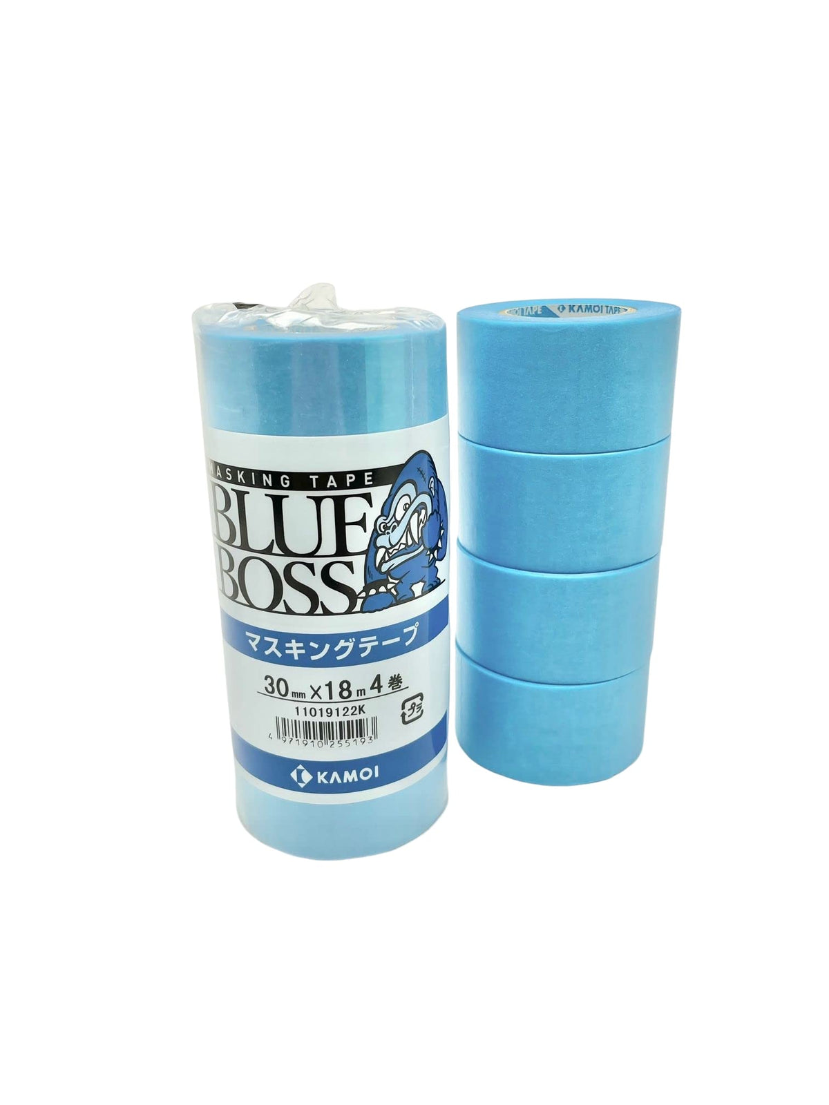 カモ井加工紙 Kamoi Processing Paper Kamoi Masking Tape for Vehicle Painting BLUEBOSS 1.2 inches (30 mm) x 6.1 ft (18 m), 4 Rolls