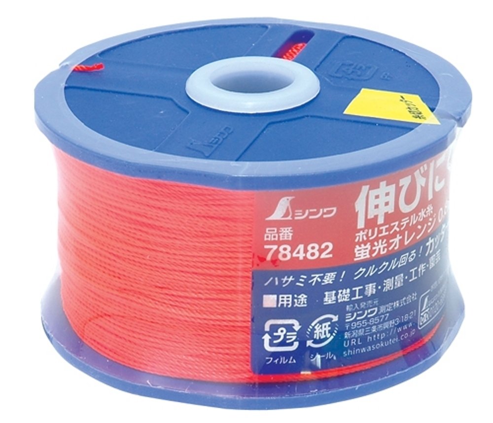 Shinwa Sokutei 78482 Polyester Water Thread, Reel Spool, Fluorescent Orange, Thick, 0.03 inches (0.8 mm), 906.2 ft (270 m)