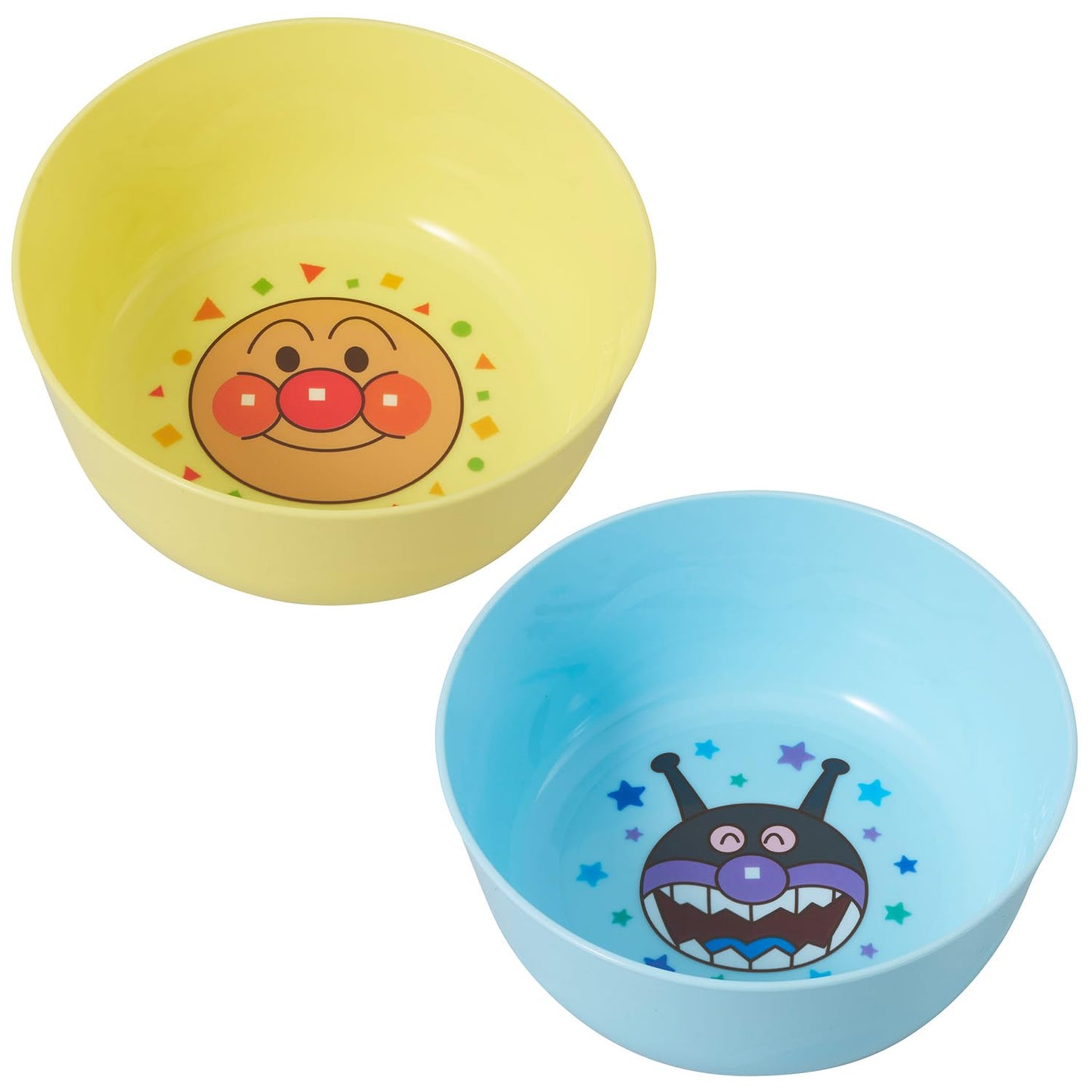 Lec Anpanman Snack Bowl, Set of 2, 4.7 x 4.7 x 2.0 inches (12 x 12 x 5 cm), Made in Japan, 2 Colors, 2 Patterns
