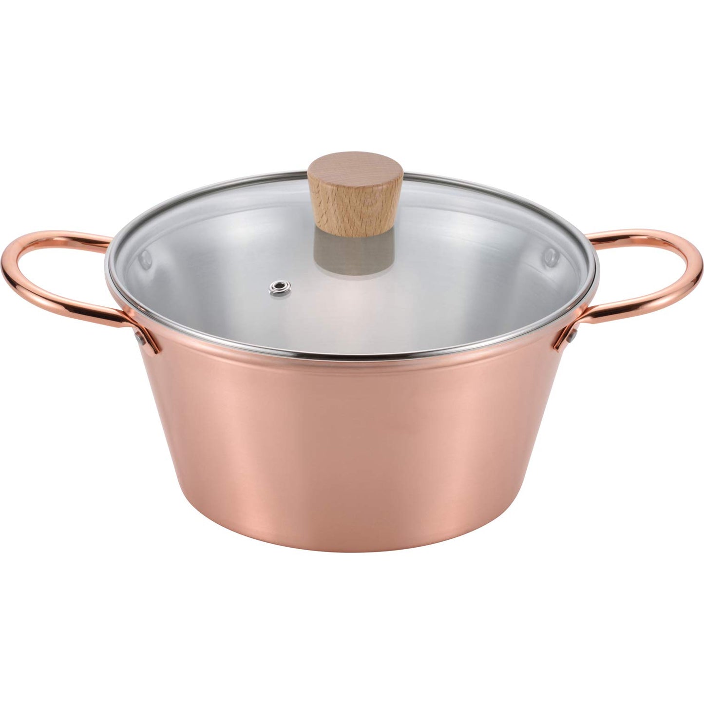 Wahei Freiz Chitose CS-023 Chitose Two-Handled Pot, Made in Japan, Pure Copper, Two-Handled Pot, 7.9 inches (20 cm), Glass Lid Included, For Gas Stoves Only