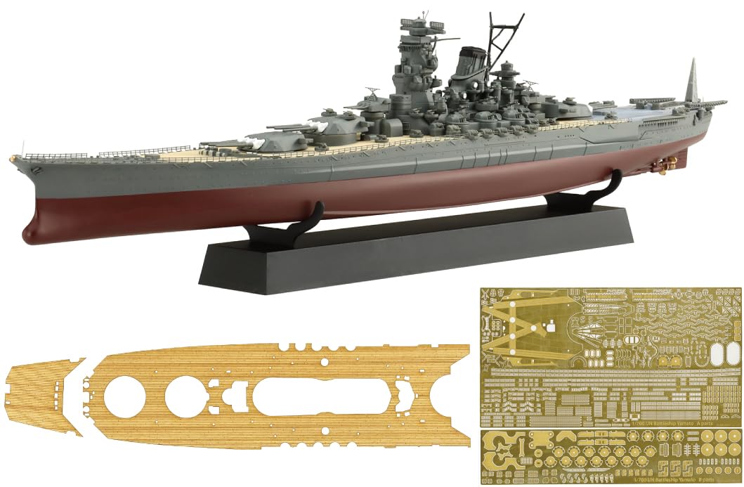 Fujimi Mokei FH-1 EX-3 1/700 Imperial Navy Series No. 1 EX-3 Japanese Navy Battleship Yamato Full Hull Model (Etched Parts and Wood Deck Seal)