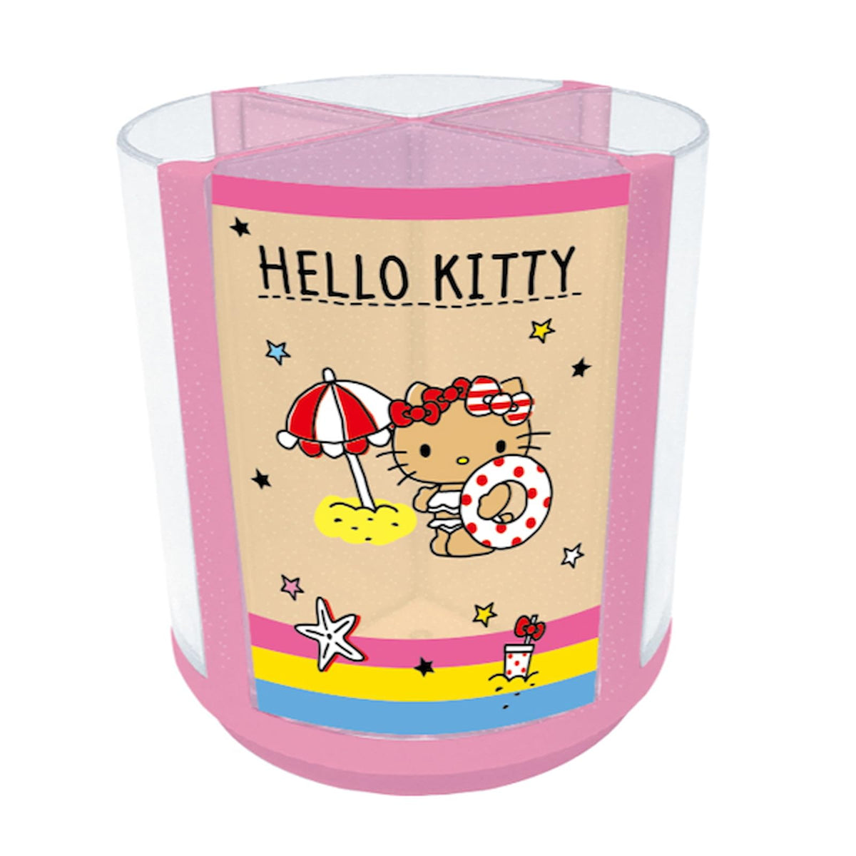K Company CPE10-KHI Sanrio Characters Rotating Pen Stand, Hello Kitty Tan, H4.3 x W3.9 x D3.9 inches (11 x 10 x 10 x 10 cm)