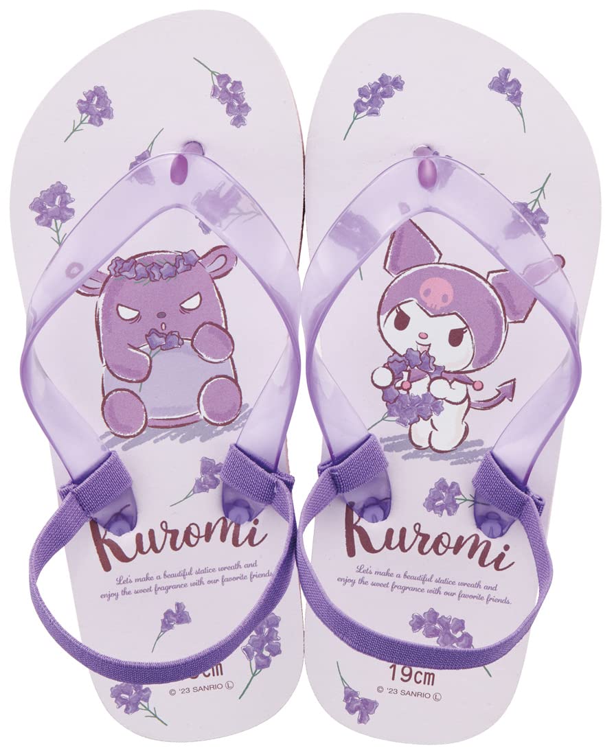Skater SDBE19-A Children's Flip Flops, Kuromi, Flower Art, Sanrio, 7.5 inches (19 cm)