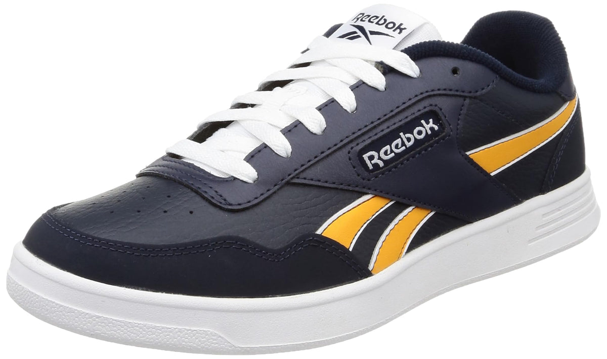 Reebok Unisex-Adult Court Advance Sneaker, vector navy/ftwr white/collegiate gold, 4 UK