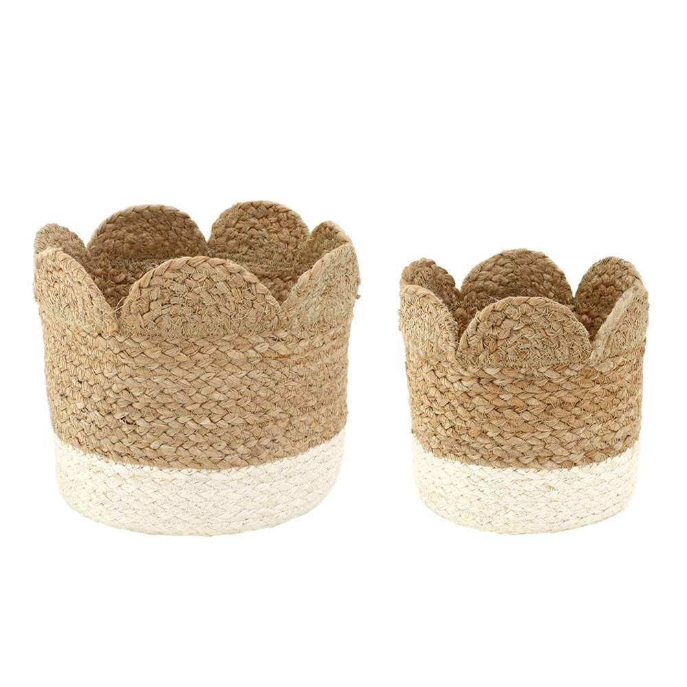 Tomo Corporation Basket, Scallop, White, 2 Set