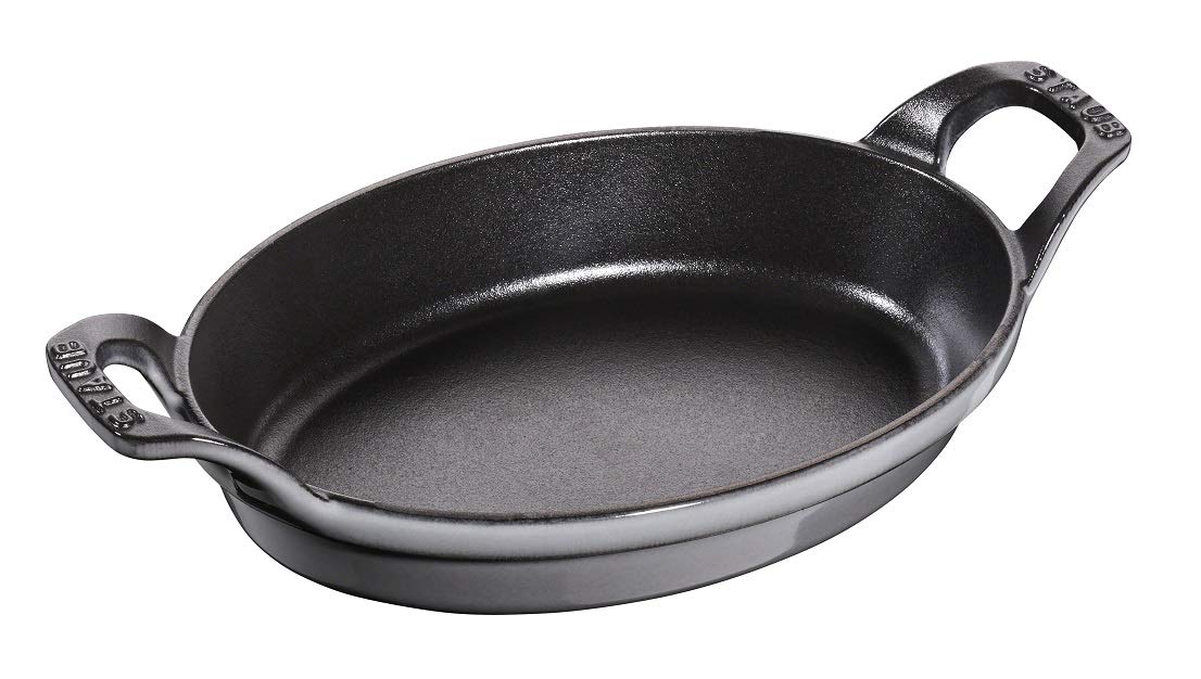 staub Dish 40509-559 Oval Stackable Dish, Gray, 8.3 inches (21 cm), Cast Iron Grill, Au Gratin Dish