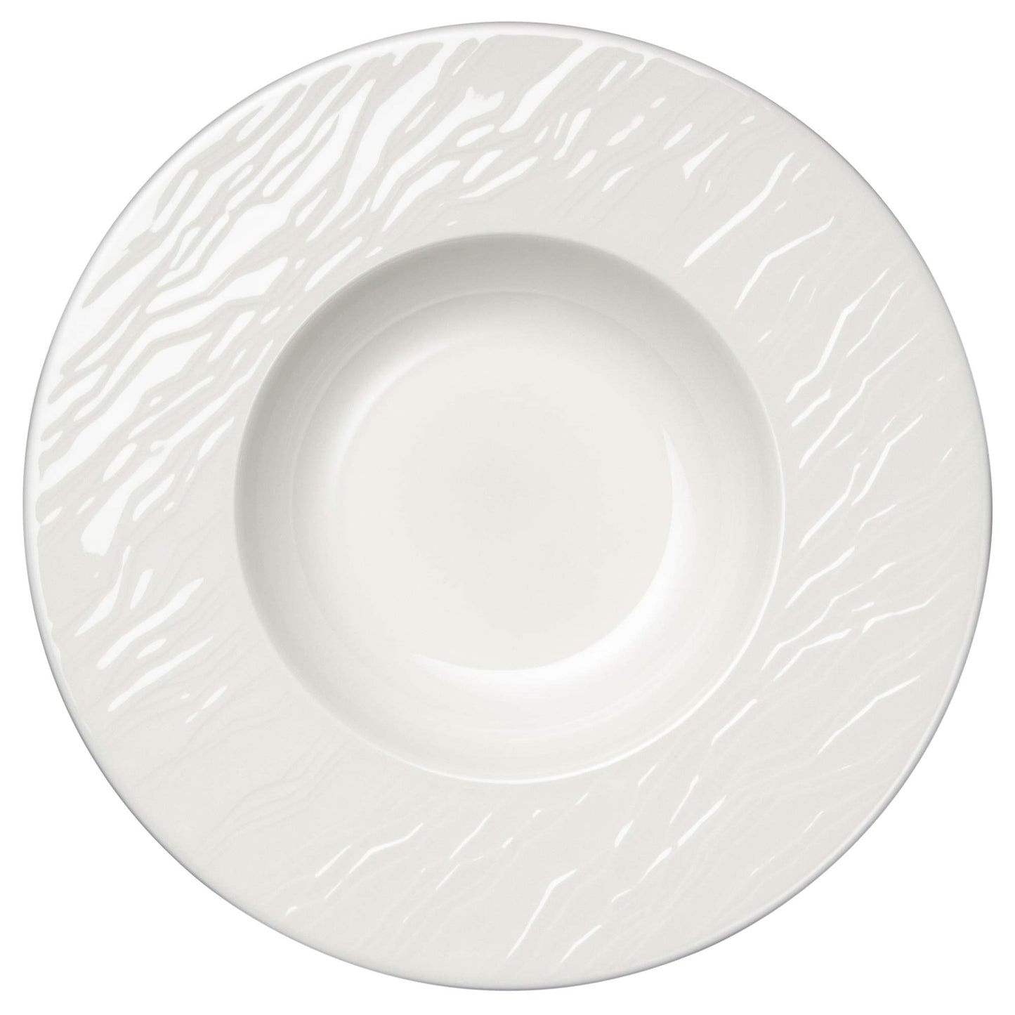 Narumi 51095-5550 Plate Plate, Stone Relief White, 9.8 inches (25 cm), Rim Soup, Made in Japan