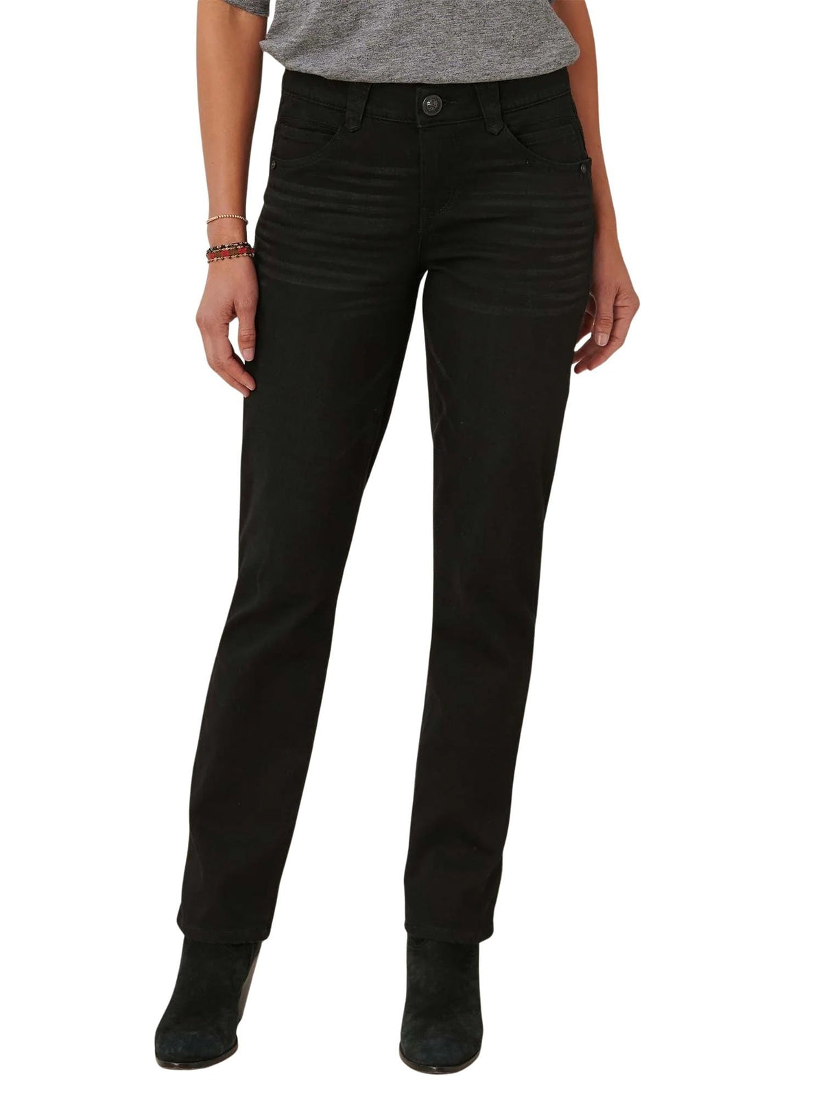 Democracy Women's Ab Solution Straight Leg Jean, High Rise Black, 6