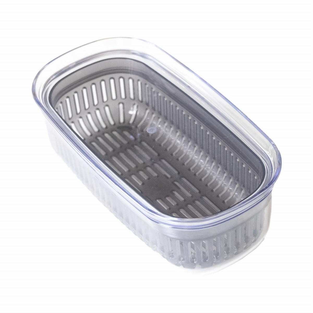 Oka Vegi Mage Vegetable Storage Container, Slim Size, Gray (Refrigerator, Stacking, Colander, Strainer, Vegetables, Fruit)