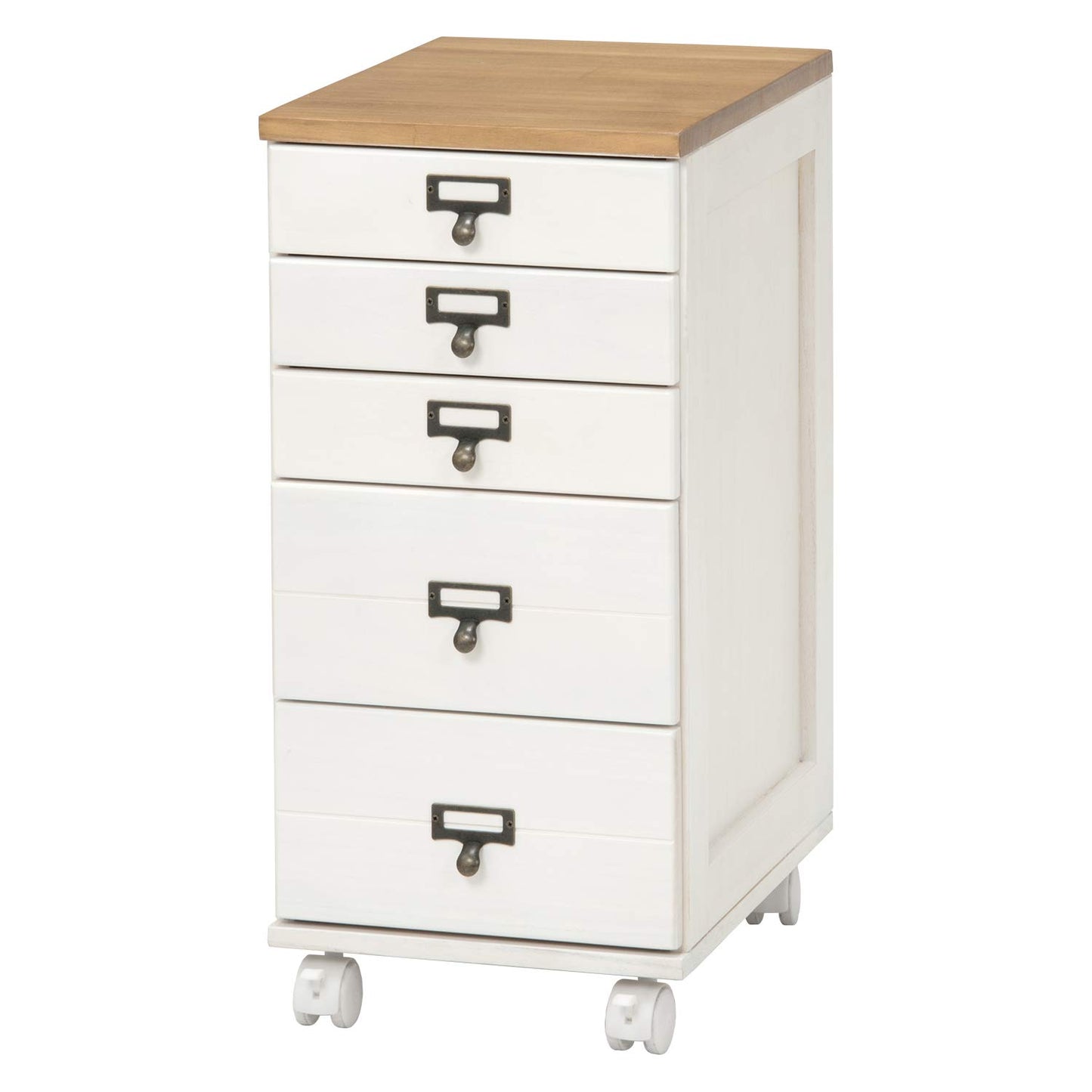 Hagihara MCH-6170NW Multi-Level Chest, Document Chest, Document Shelf, A4, 5 Drawers, Ready to Use, Almost Complete Product, Cabinet, Document, Natural Wood, Nameplate Included, Casters, Natural White