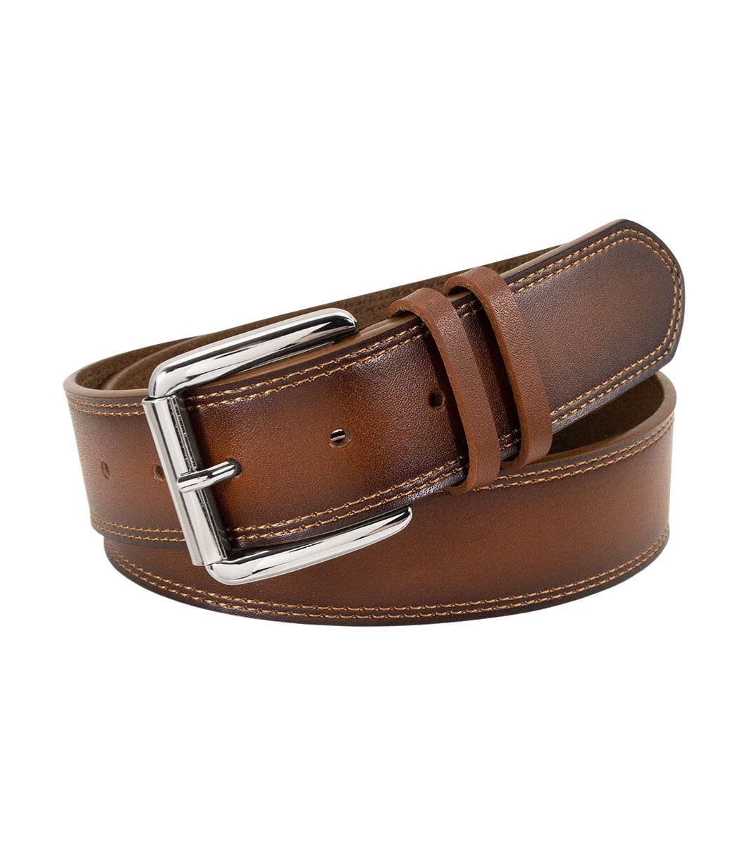 Stacy Adam's Leather, Stretch, Casual Belt for Synchro Oxford, Everyday, Classic, Pants, Jeans, Khakis, Chinos, Metal Buckle, Brown Dylan Burnished, 40