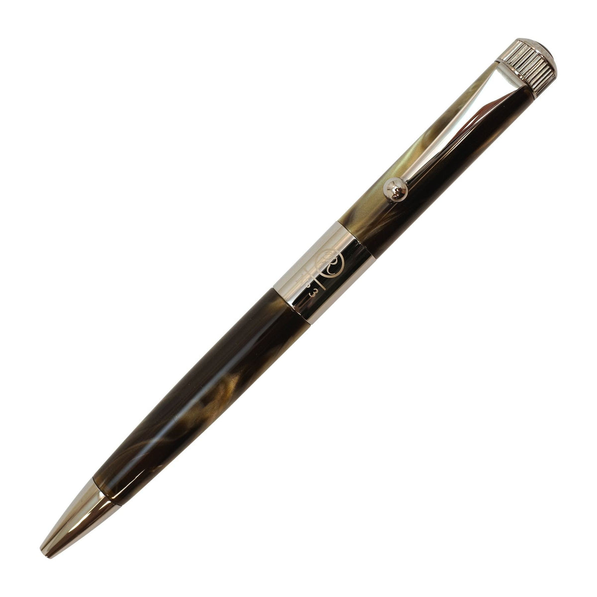 Romeo No.3 Ballpoint Pen/Slim Barrel (Brown Barrel Chrome Clip)