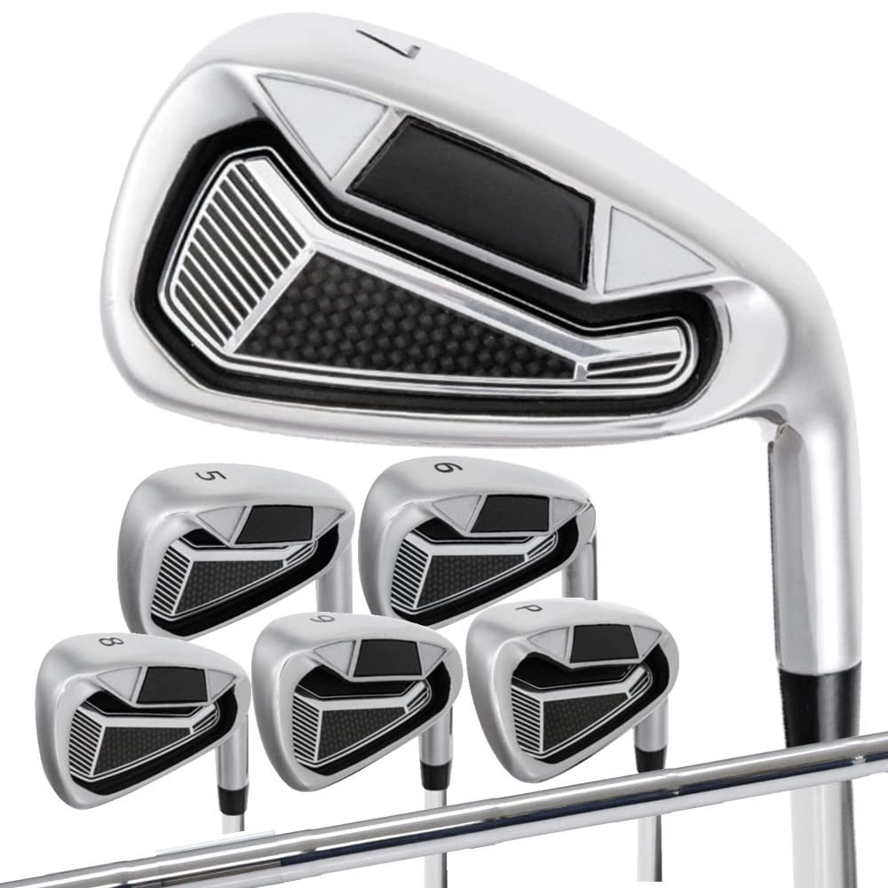 Non-Engraved Iron Set Golf Club New Groove Rules Compliant Iron Set of 6 (5-9I, PW), Set of 6, Steel Shaft, SR Equivalent, No Logo, Ly