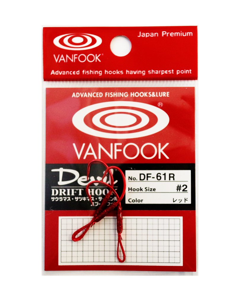 VANFOOK DF-61R #2 Drift Hook, Red