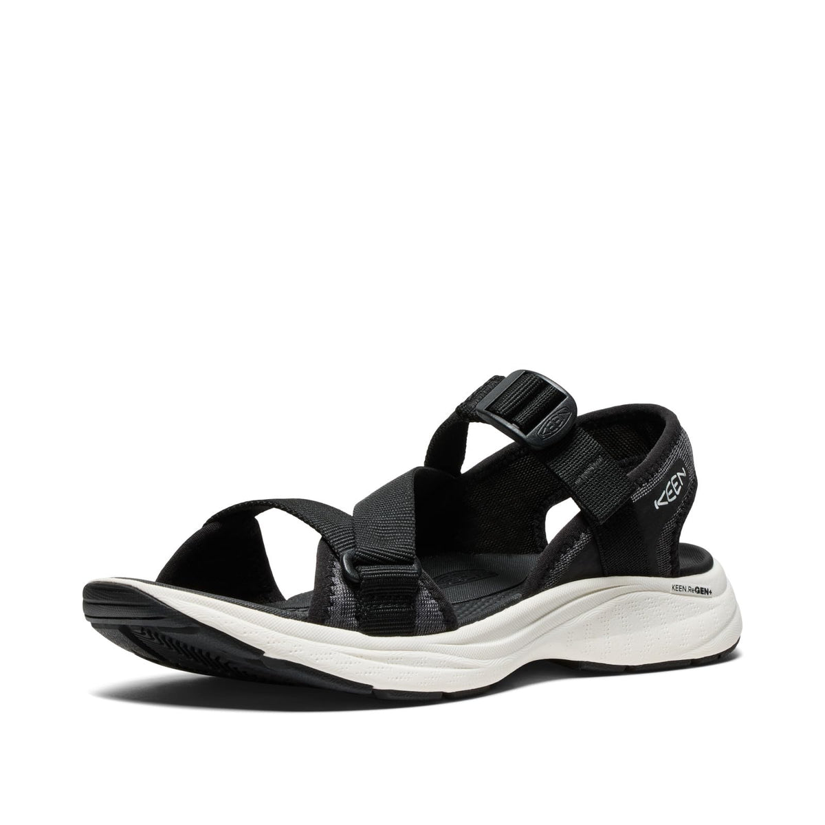 KEEN Womens Leiki Open-Toe Sandals, Black/Star White, 5.5 Medium