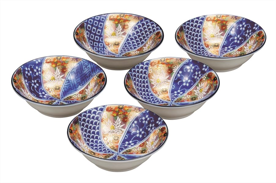 九谷焼いわたや(Kutaniyakiiwataya) Kutani Yakiwataya No. 4.8 Small Bowl Assortment, Gold Hanazumi K9-230
