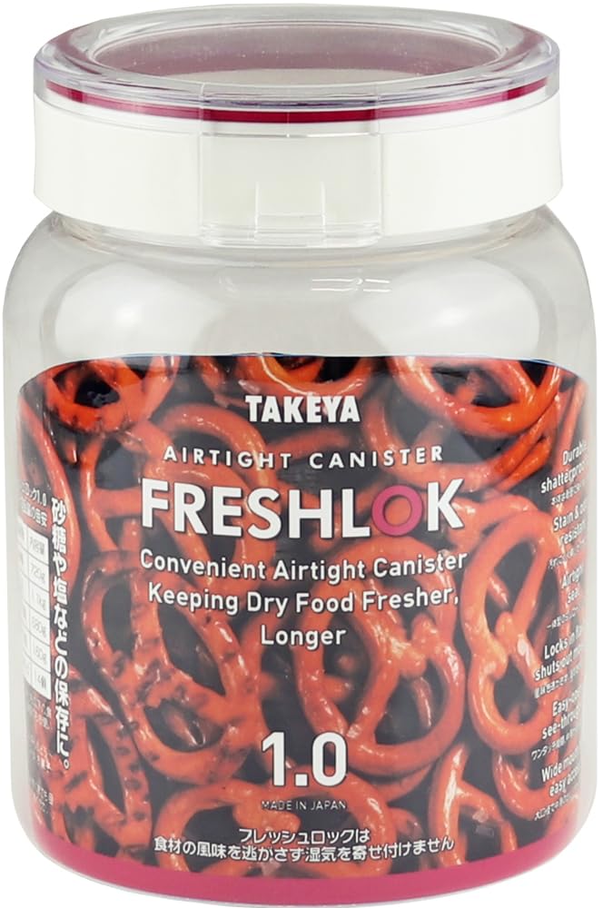 Takeya Fresh Lock, Round, 3.3 gal (1.0 L), Made in Japan, Moisture Prevention, One-touch Open/Close, Storage Container
