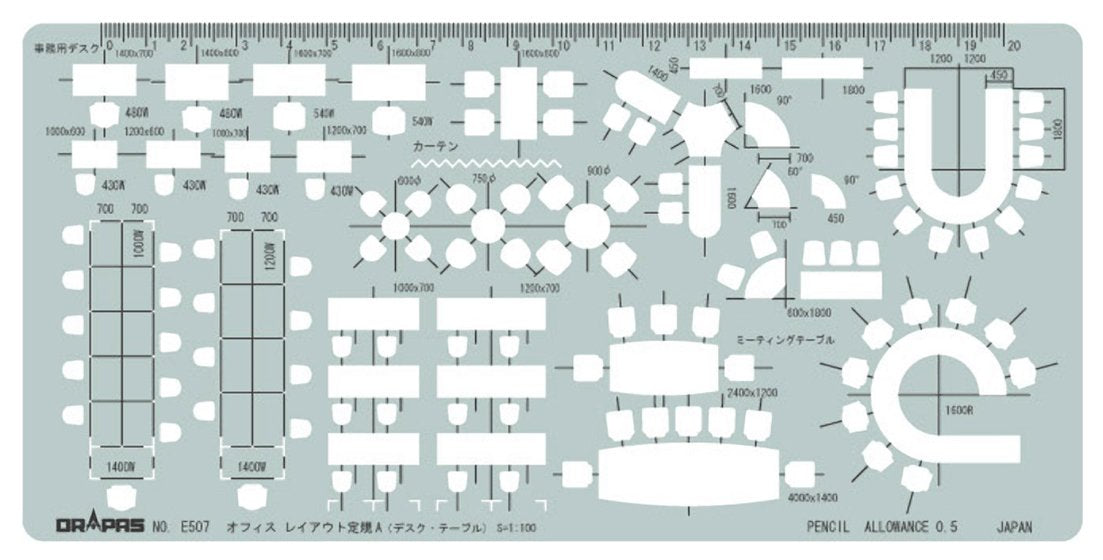 Gong pass template E507 office layout ruler 1:100 A 31507 (japan import) by Dorapasu