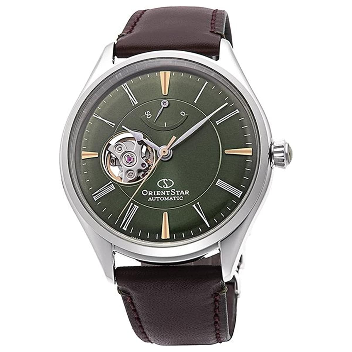 Orient Star RK-AT0202E Men's Automatic Watch, Classic Semi-skeleton, Mechanical, Made in Japan, Open Heart, Forest Green