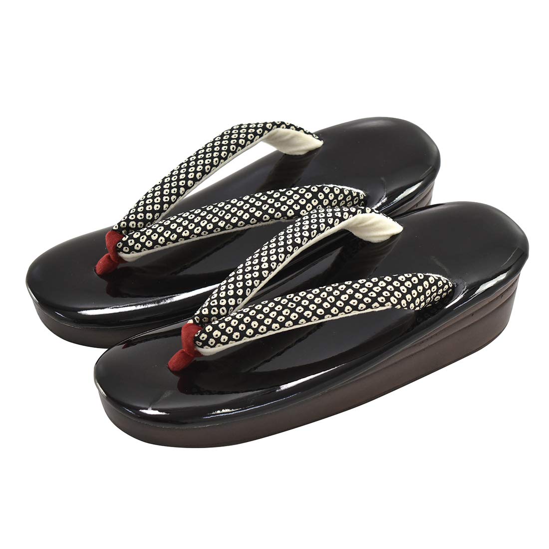 Nagomiya Zori Sandals, Single Item, Everyday Use, Made in Japan, Black, Urethane, Thick Soles, High Heels, Small Pattern, Pongee, Casual, Women's, piquet_black, One Size