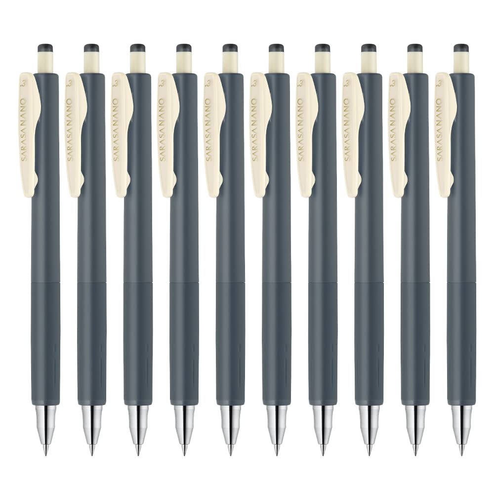 Zebra B-JJH72-VDG Sarasa Nano Gel Ballpoint Pen, 0.3mm, Dark Gray, 10 Pieces