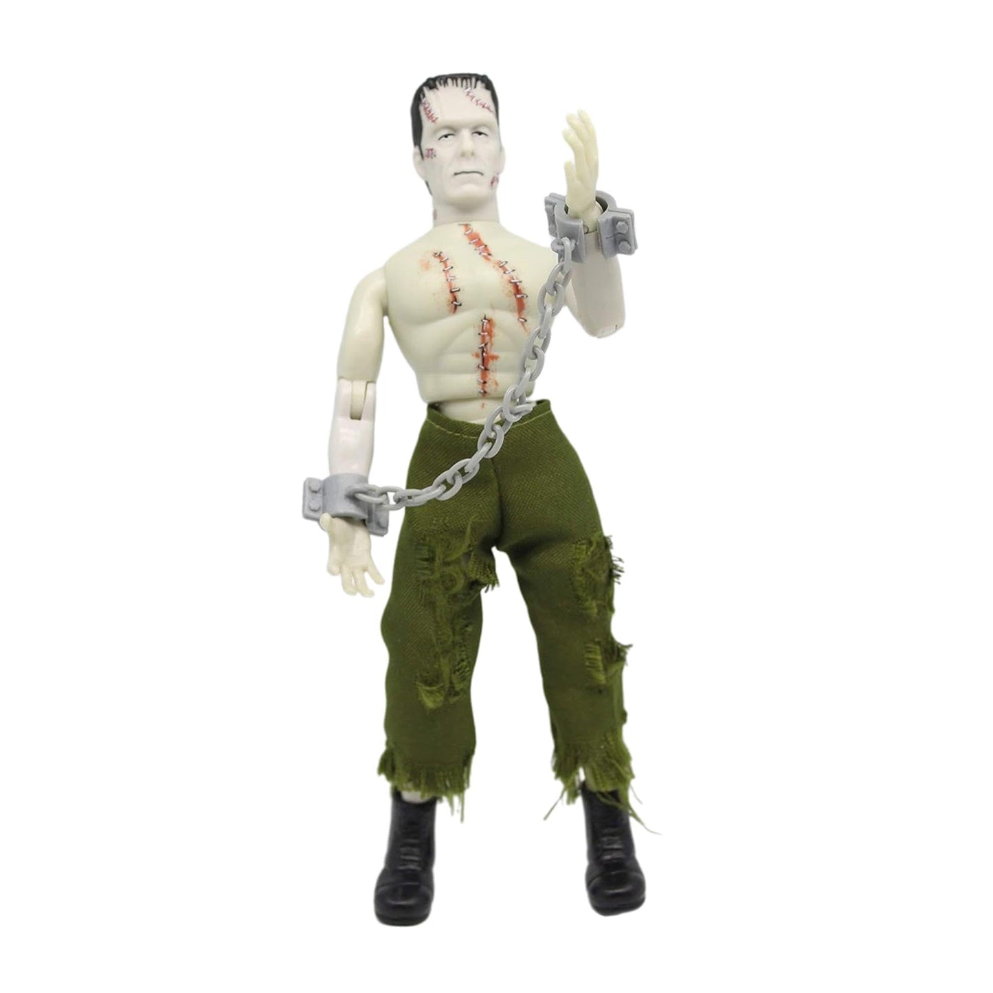 Mego Action Figures, 8” Frankenstein - Bare Chested with Painted Stitches, reconstructed with Different Body Parts (Limited Edition Collector’s Item)