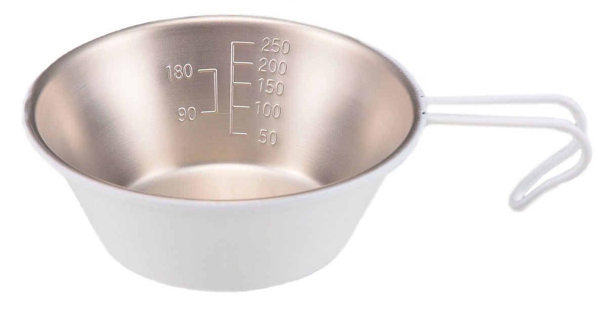 Captain Stag UH-11 Outdoor Supplies, Measuring Cup, Stainless Steel Shera Cup, 11.2 fl oz (320 ml), White