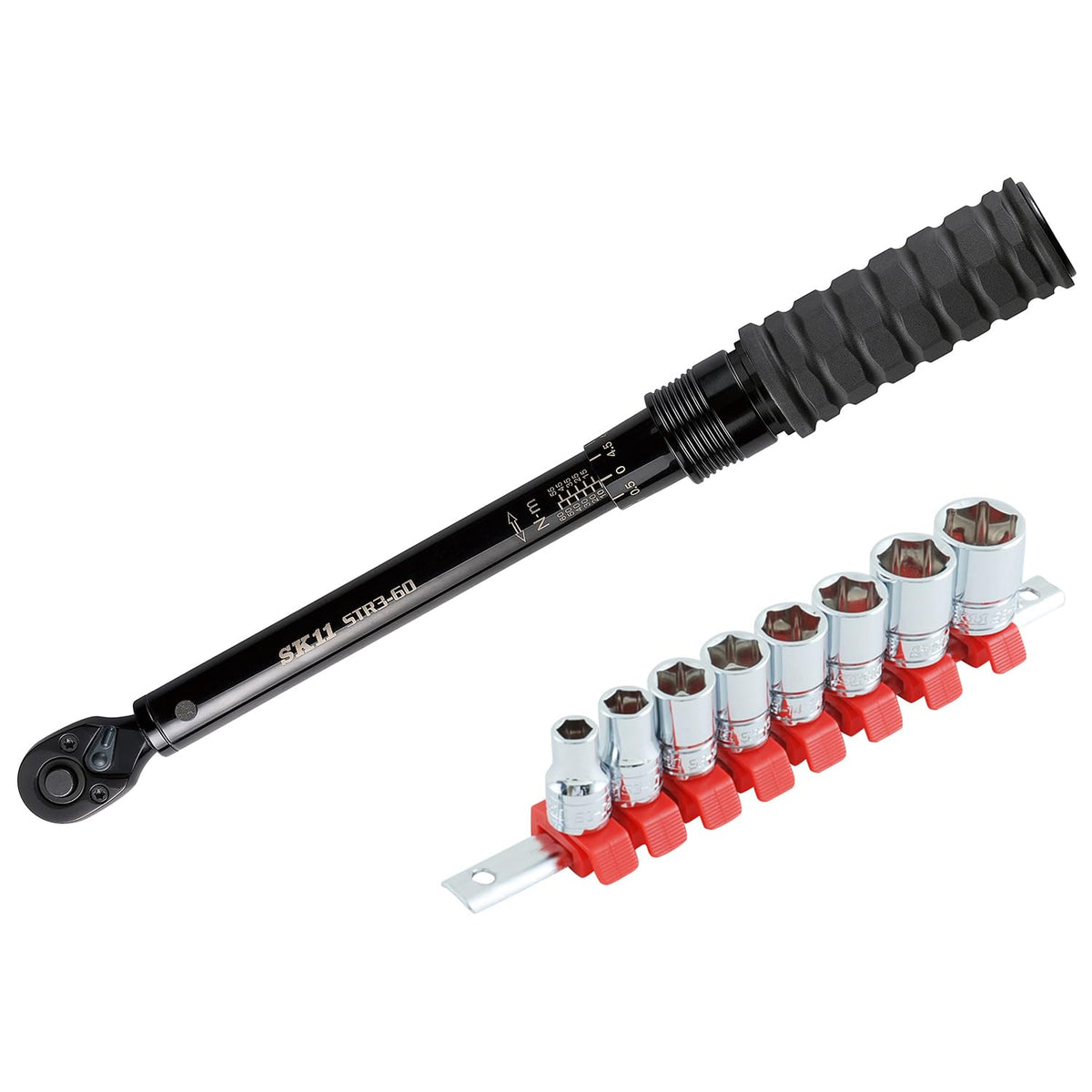 SK11 Preset Torque Wrench STR3-60+ Socket Set with SHS308M