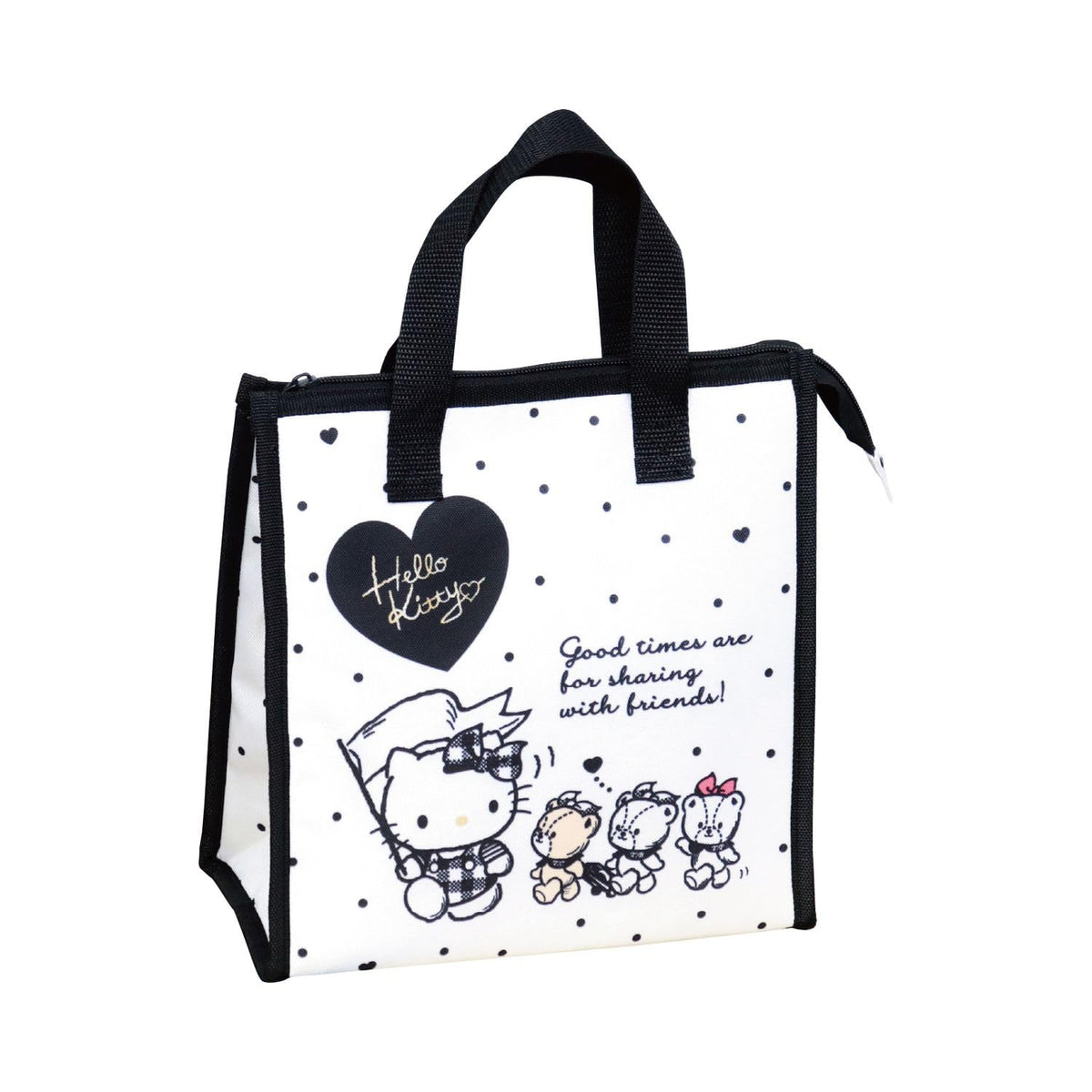 Jays Planning Sanrio SBS575 Insulated Square Lunch Bag Hello Kitty Monotone Zippered Lunch Bag W10.2 x H11.0 x D5.1 inches (W26 x H28 x D13 cm)