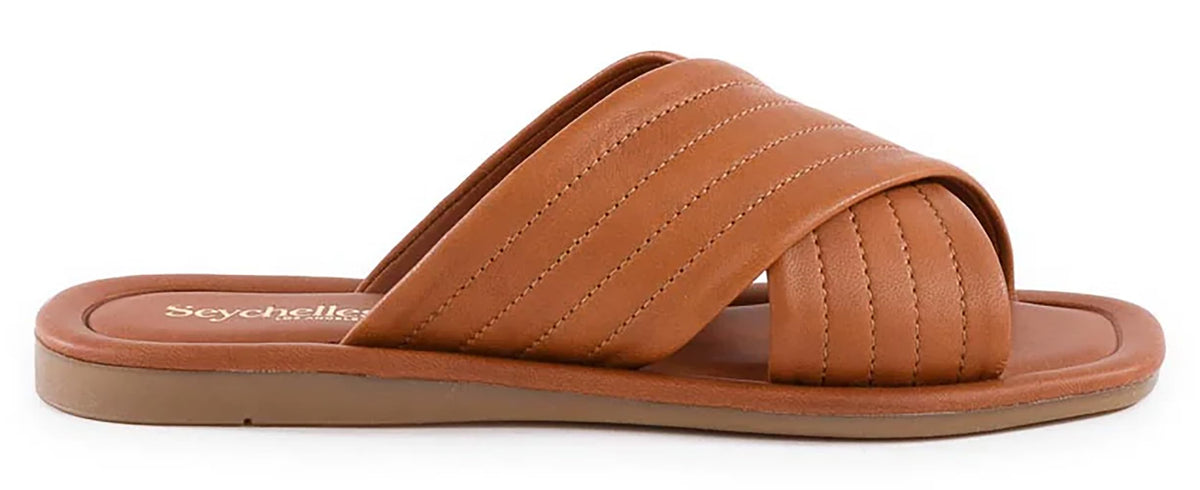 Seychelles, Women's, Courage Leather Slide Sandal, Tan, 8, Medium