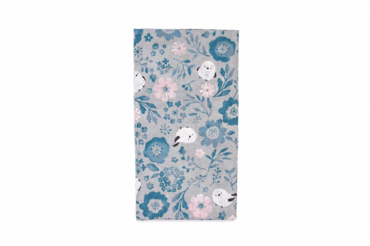 Japanese Gauze Tenugui Towel – 100% Cotton Made in Japan – Quick Dry, Soft & Lightweight Kitchen Tea Towel, Face & Hand Towel for Travel, Gym and Daily Use (1, Northern Long-tailed Tit Gray, Medium)