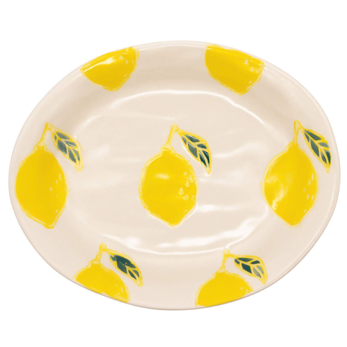 24to3 Nishitomi 477871 Hasami Ware Chrysanthemum Kiln Fruit Oval Plate Plate Approx. 6.7 x 5.5 inches (17 x 14 cm), Lemon
