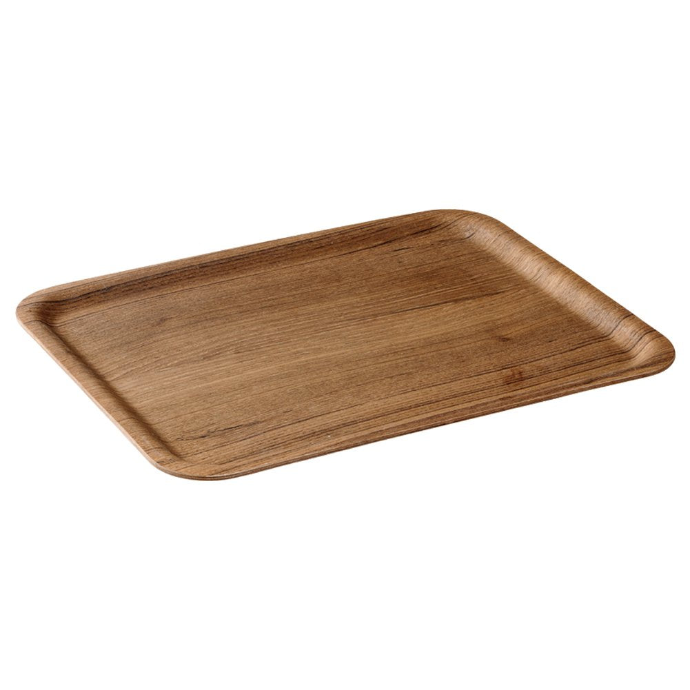 KINTO Nonslip Rectangular Teak Tray, 14.2 inch, Set of 6