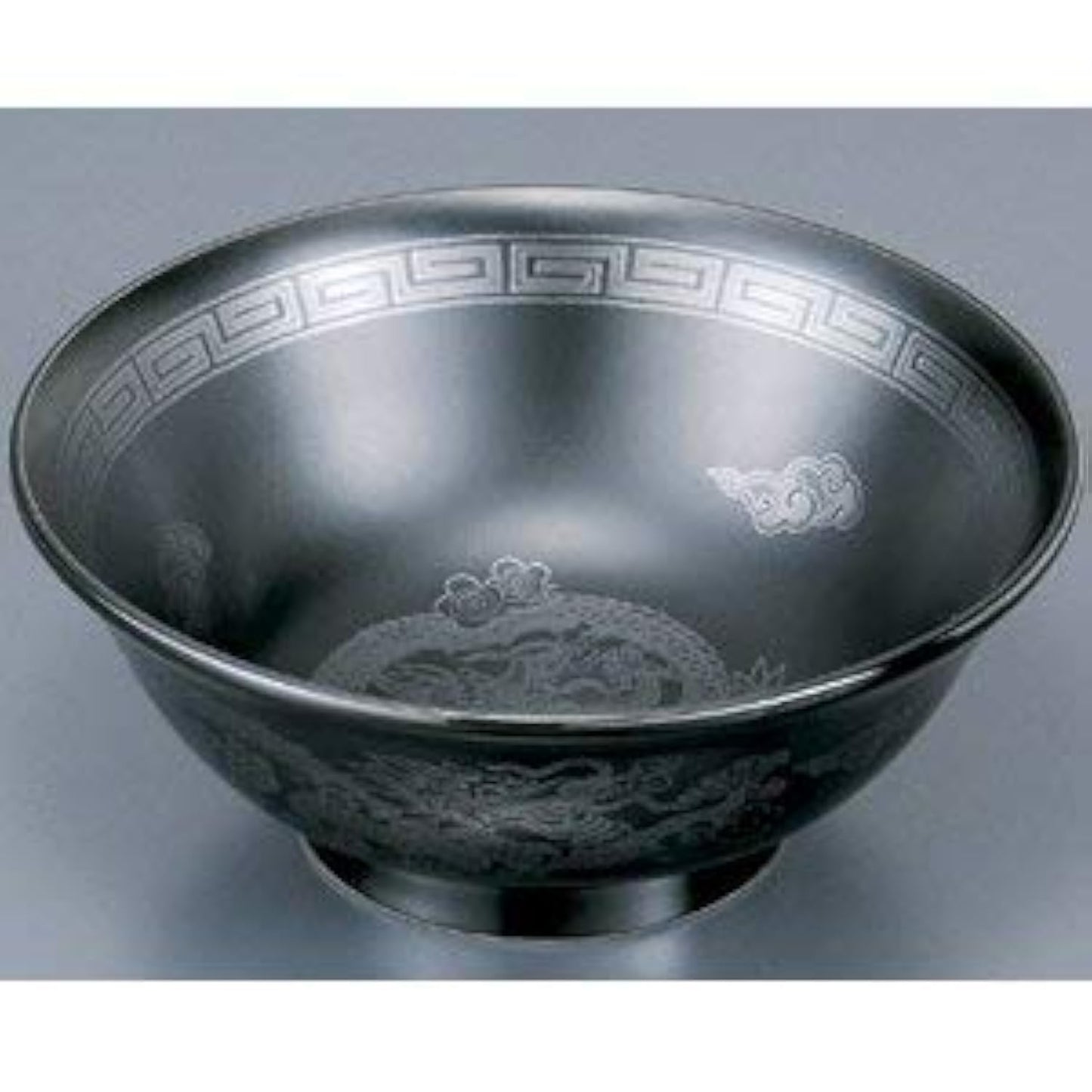 Mino Ware Japanese Black Glaze Silver Dragon Ramen Bowl 8.35" Diameter x 3.27" H, 1360ml Capacity