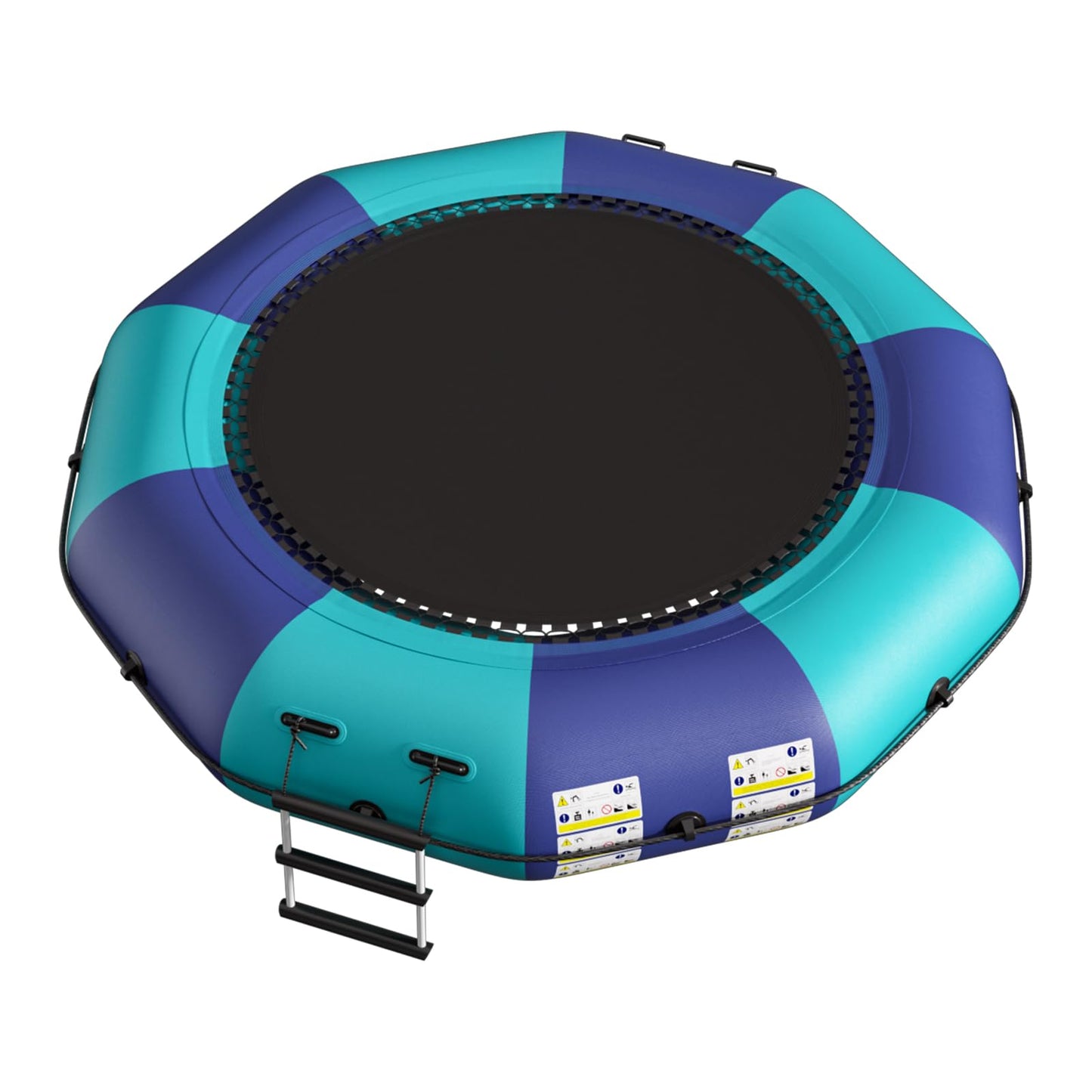 6FT Inflatable Water Trampoline, Recreational Water Bouncer, Adults Youth Floating Rebounder with 4-Step Ladder, Portable Bounce Swim Platform for Pool, Lake, Water Sports