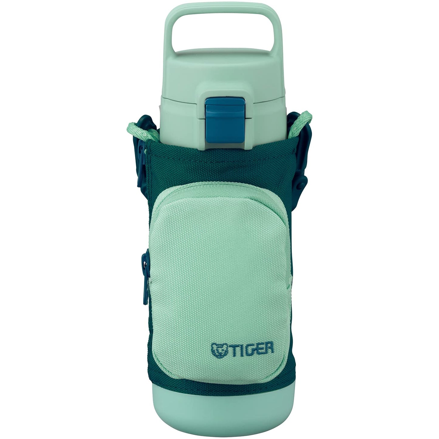 TIGER MTA-A050GM Tiger Water Bottle, Dishwasher Safe, 16.9 fl oz (500 ml), Empty Handle, Multi-Pocket Bottle, For Girls, Boys, One Touch, Easy to Clean, Wide Mouth, With Handle, Sustainable, Recycled
