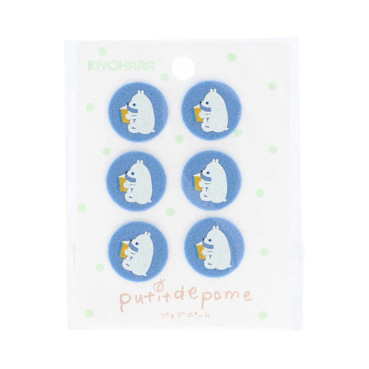 KIYOHARA putexidepo-mu purintominiwappen Reading Polar Bear Width 2 cm X Height 2 cm Pack of 6 PTM – 492