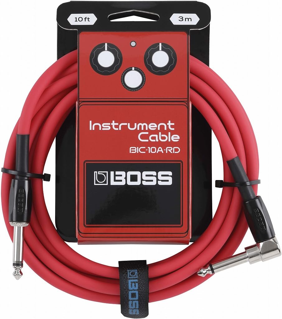 BOSS BIC-10A-RD Guitar Cable Red 3m L-Shape to Straight Oxygen Free Braided Cable