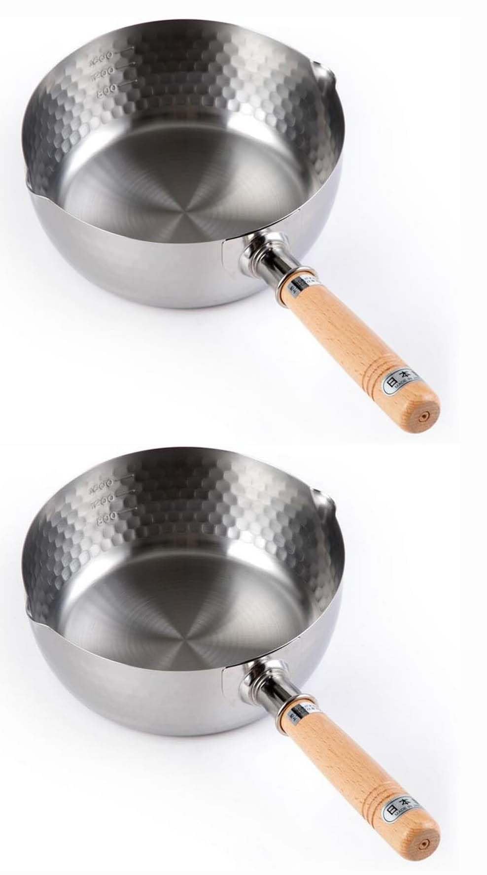 Japanese Stainless Steel Yukihira Saucepans 16cm Cooking Pot, 1.2 Quart, Made in Japan, 2-Pack