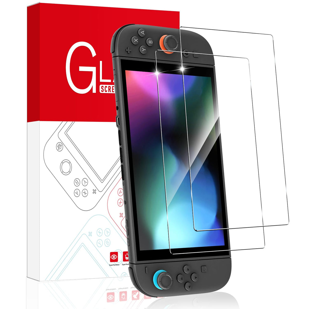 Switch 2 Glass Film, 2025 ohyes Switch 2 Film, Tempered Glass, Switch2 Protective Film, Compatible with Switch 2, Screen Protection, Full Screen Protection, Glossy, Clear, Shock Absorption, High