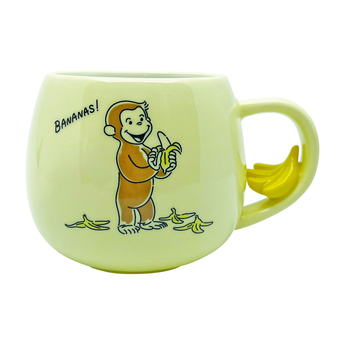 サンアート Sunart Curious George Mug with Figure, Simple Line, Approx. 10.1 fl oz (300 cc) SAN4271