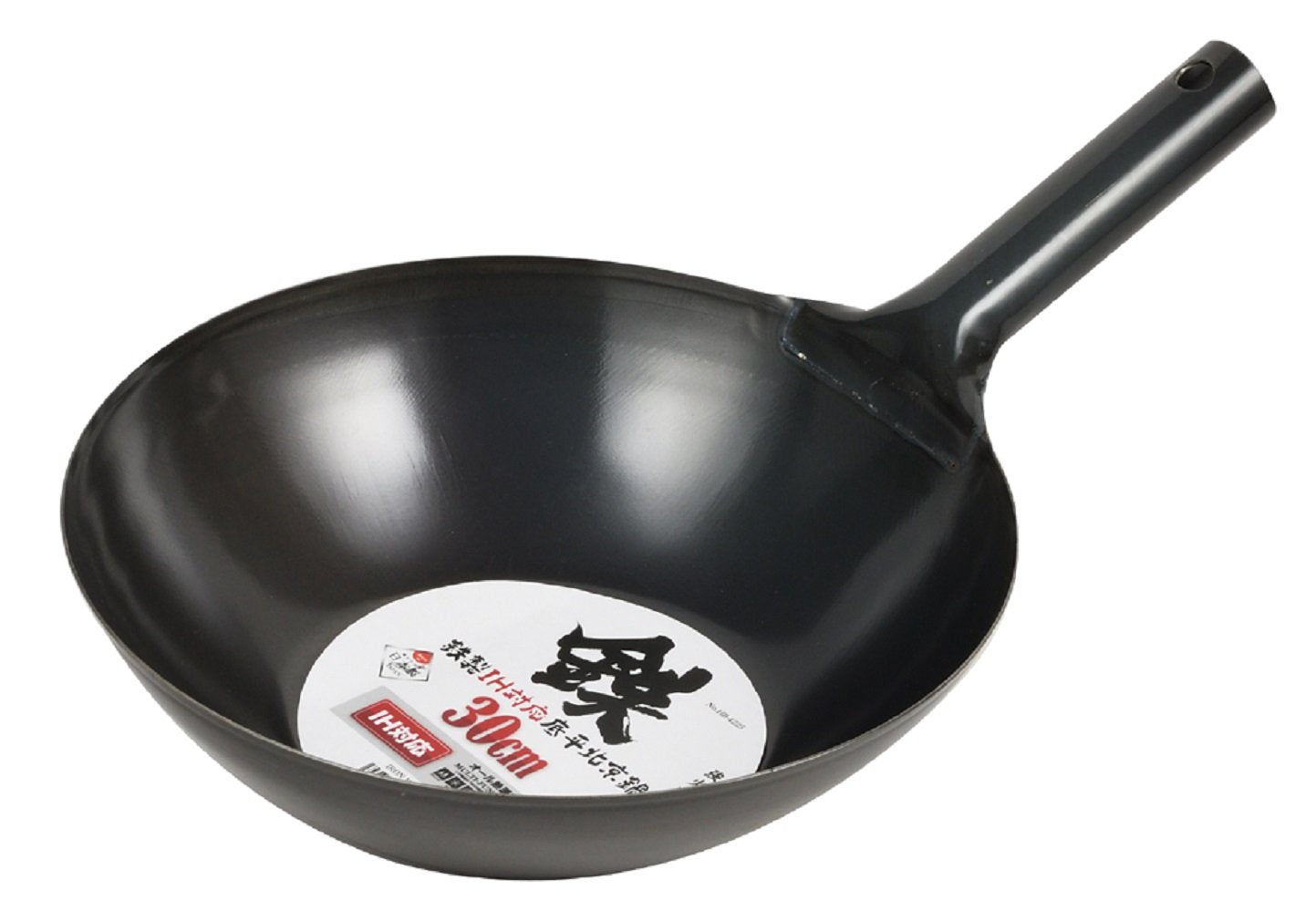 Pearl Metal HB-4225 Wok, Black, 11.8 inches (30 cm), Iron, Induction Compatible, Flat Bottom, Beijing Pot