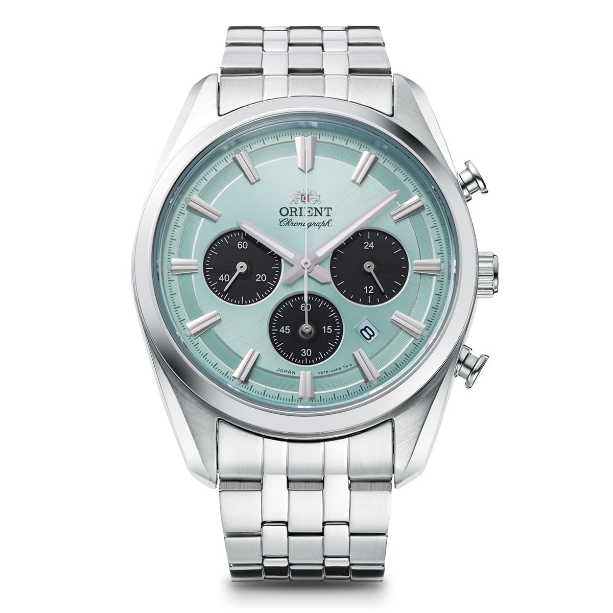 Orient Watch RN-TX0304L Contemporary Solar-Powered Chronograph Men's Wristwatch, Sky Blue, Blue (Sky Blue), Bracelet Type