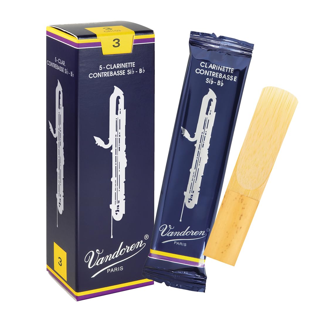 Vandoren CR153 Contrabass Clarinet Traditional Reeds Strength 3; Box of 5