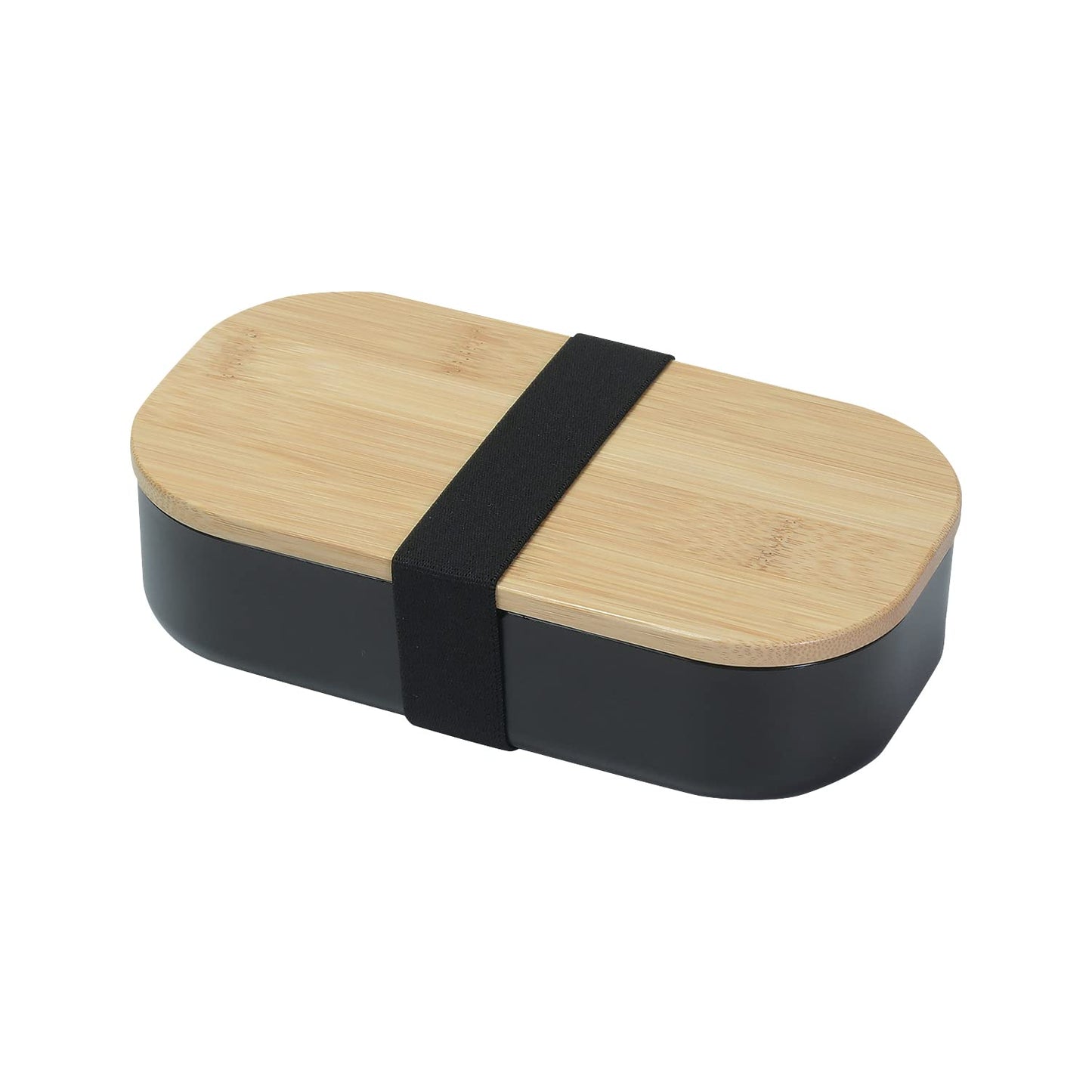 Pearl Metal D-6783 Home Label Lunch Box, 20.3 fl oz (600 ml), Bamboo Lid, Black