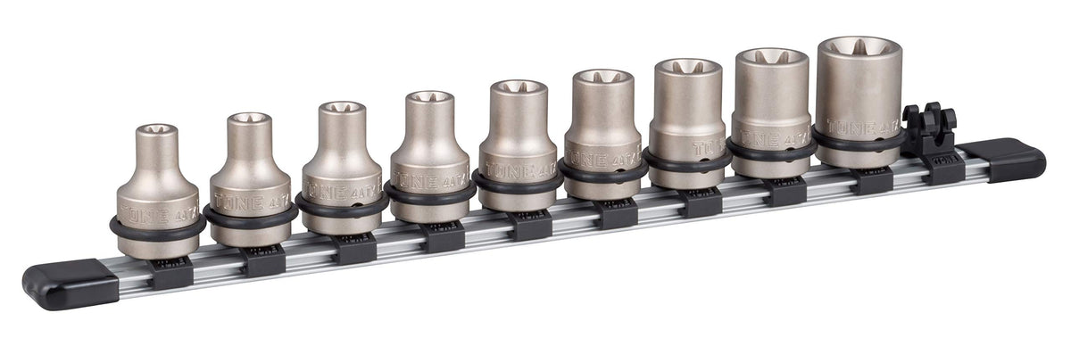 TONE 1/2" Drive 9 Piece E-Torx Impact Socket Set w/Holder